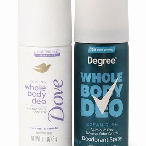 2X Travel size Deodorants pack | 1 men & 1 women Dove & Degree | TSA Approve